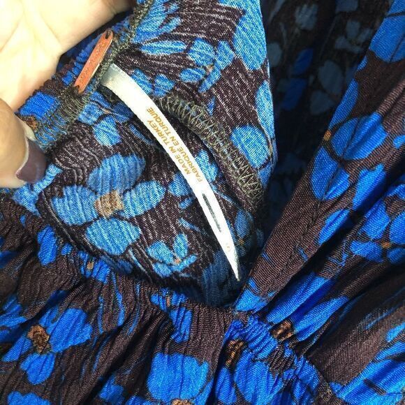 NEW FREE PEOPLE HAILEE BLUE FLORAL OPEN BACK WIDE LEG PANTS JUMPSUIT Womens SZ S - Picture 10 of 10